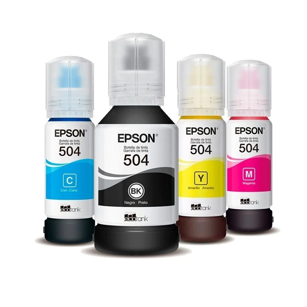 KIT 4 REFIL TINTA 504 EPSON ORIGINAL L6161 L4150 L4160 L6171