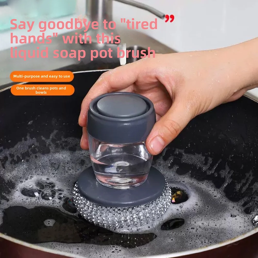 Manual Dish Brush Equipped with Detergent Dispensing Capability for Enhanced Control During Pot and Pan Maintenance