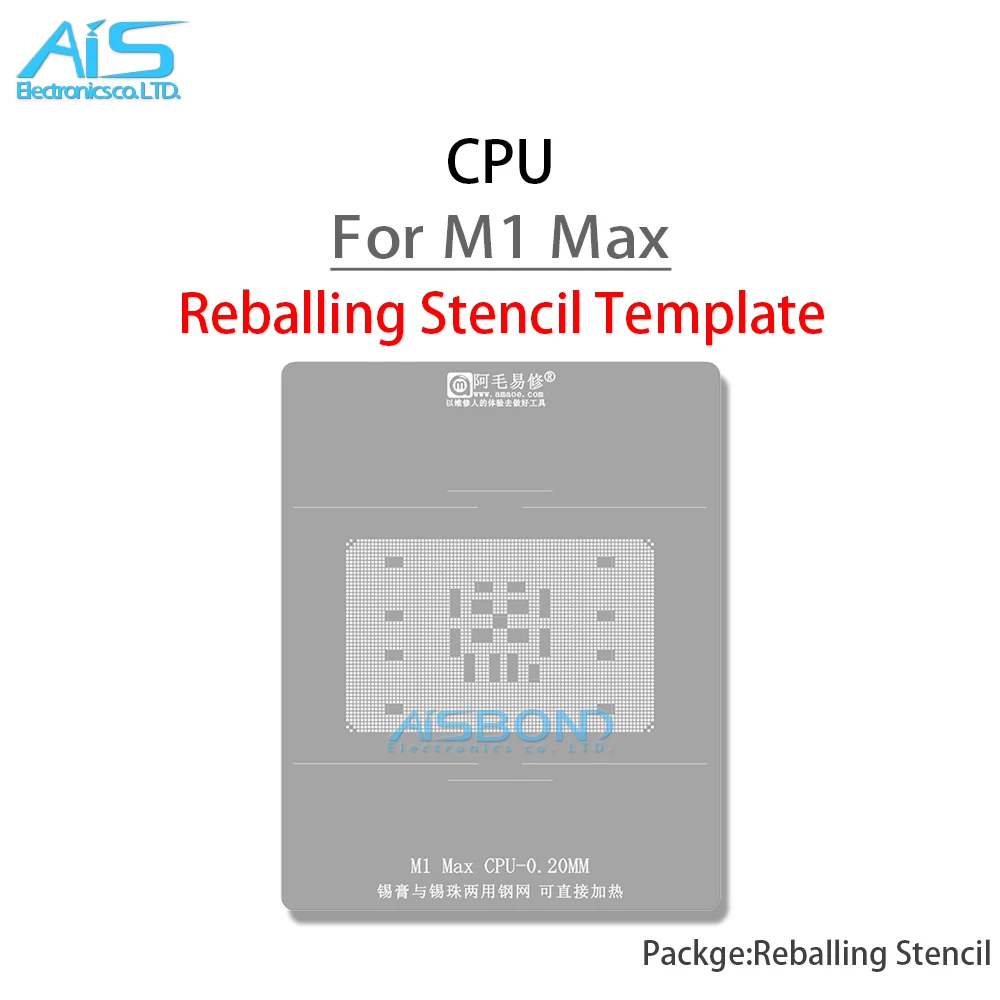 Amaoe MAC BGA Reballing Stencil For MAC M1 Pro Max M1Pro M1Max CPU 339S00883 T=0.20MM Chip Tin Plant Net