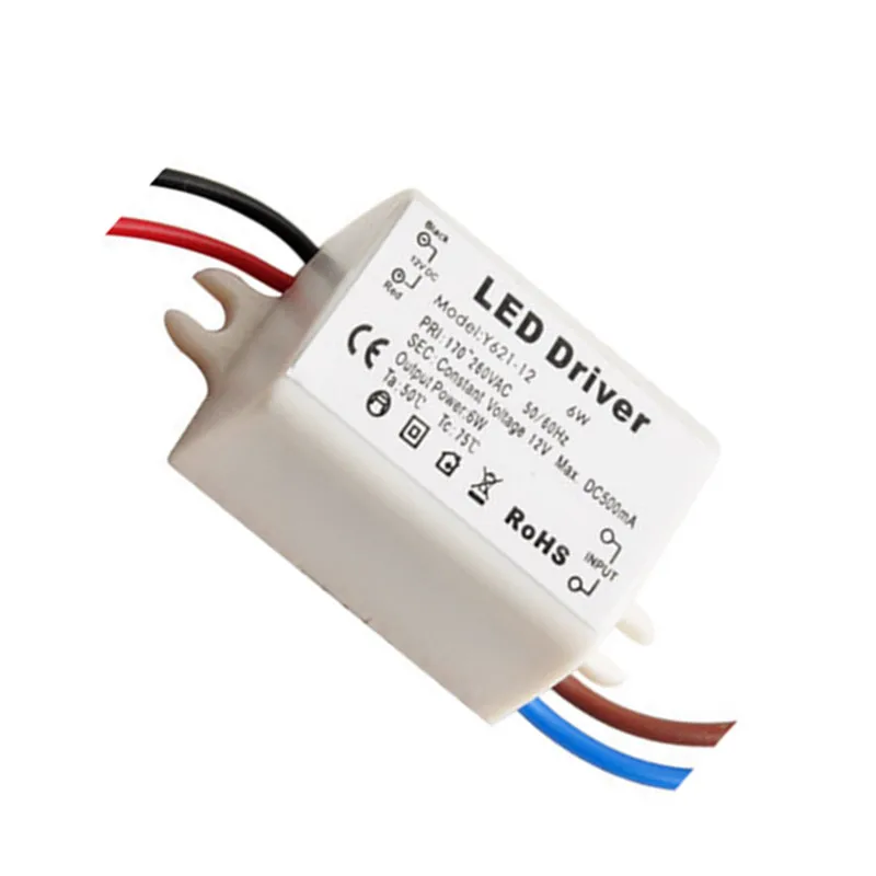 Y621-12 LED Driver Lighting Transformer Constant Current Input AC 110 -260V 500mA 50 -60Hz Output DC 12V 6W for LED Strip Lamp