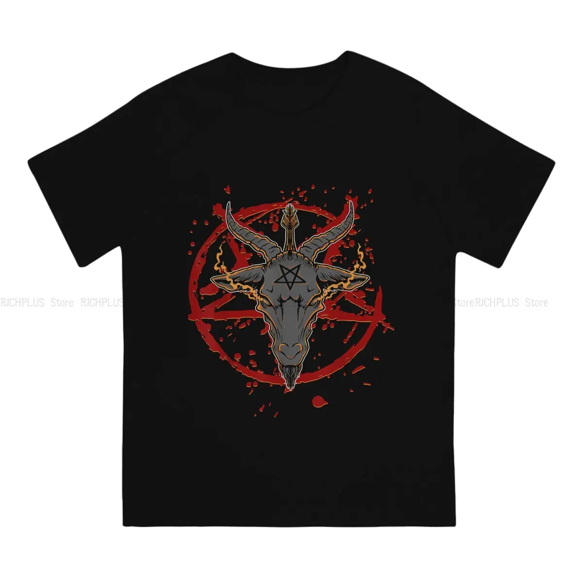 Pentagram Satanist TShirt For Male Satanic Baphomet Goat Clothing Novelty Polyester T Shirt Soft