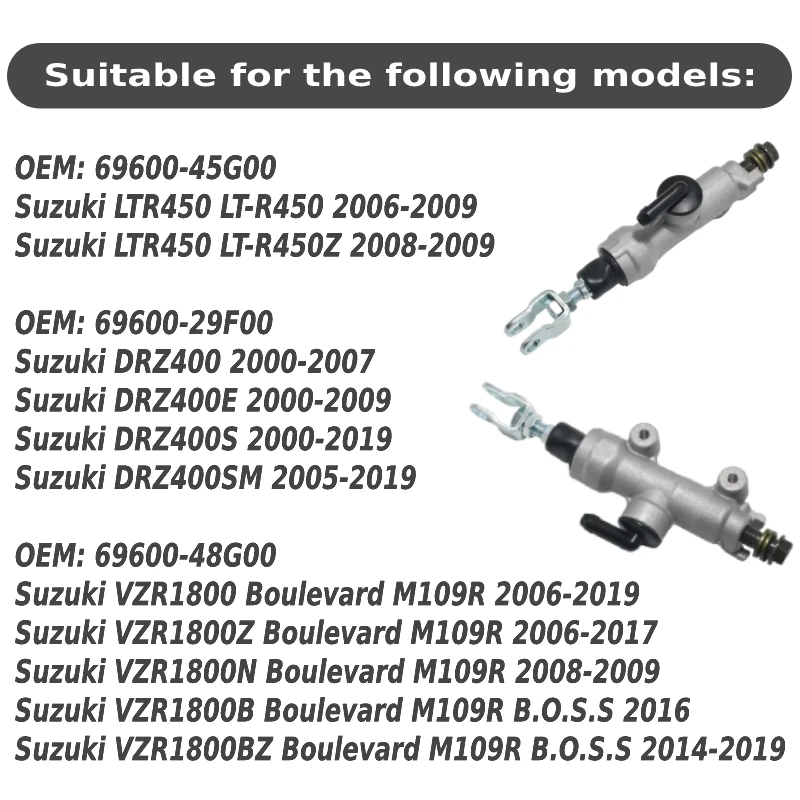 Rear Caliper Brake Master Cylinder Fit for Suzuki LTR450 LT-R450 LT-R450Z DRZ400 DRZ400E DRZ400S DRZ400SM OEM: 69600-45G00