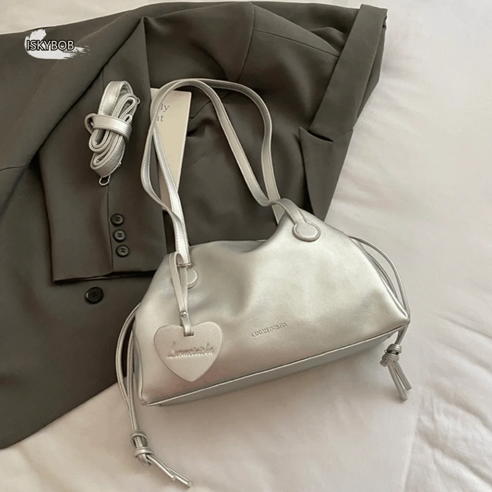 

Love Pendant Large PU Handbag Shoulder Pouch Tote Storage PU Leather Shoulder Bag All-match Korean Style Messenger Bag Travel