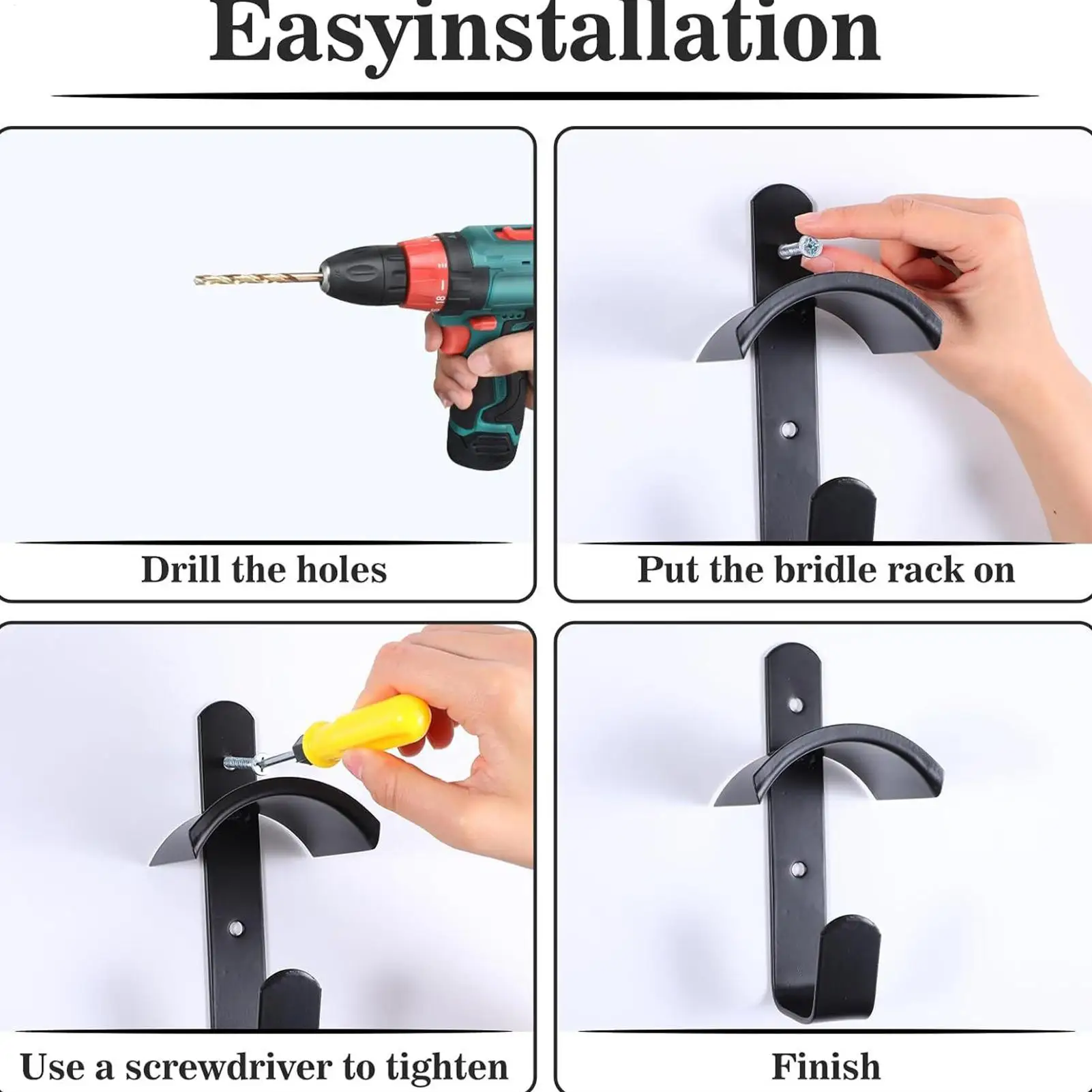 Bridle Hooks 2 قطع معدات الفروسية المنظم شماعات حامل اللجام المعدني لركوب الخيل في مركز التدريب اليدوي المستقر #3