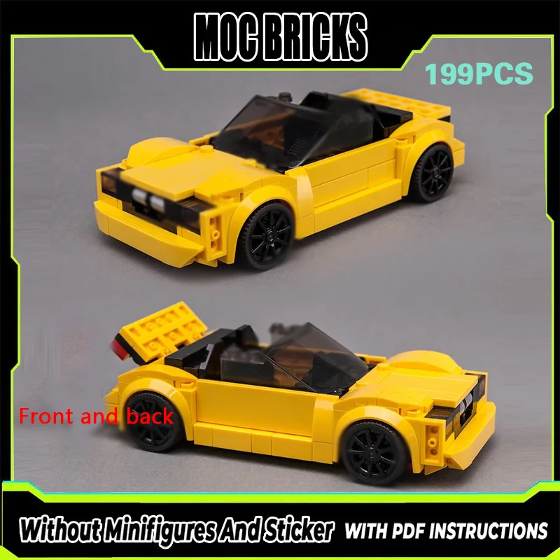 

Speed Racing Car Model MOC Building Bricks Yellow Convertible Car Modular Technology Gifts Holiday Assemble Children Toys Suit