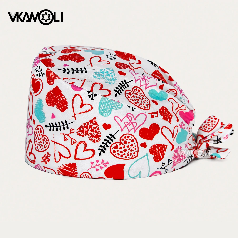 Love Pattern Series Printing medical scrubs women Scrub hat Health Workers Scrub caps accessori per infermiere