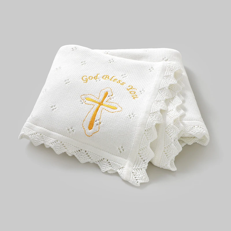 

Newborn Baby Blanket Cotton Knit Infant Boys Girl Bed Quilt 100*80CM Plaid Toddler Stroller Swaddle Fashion Cross Soft Sleepsack