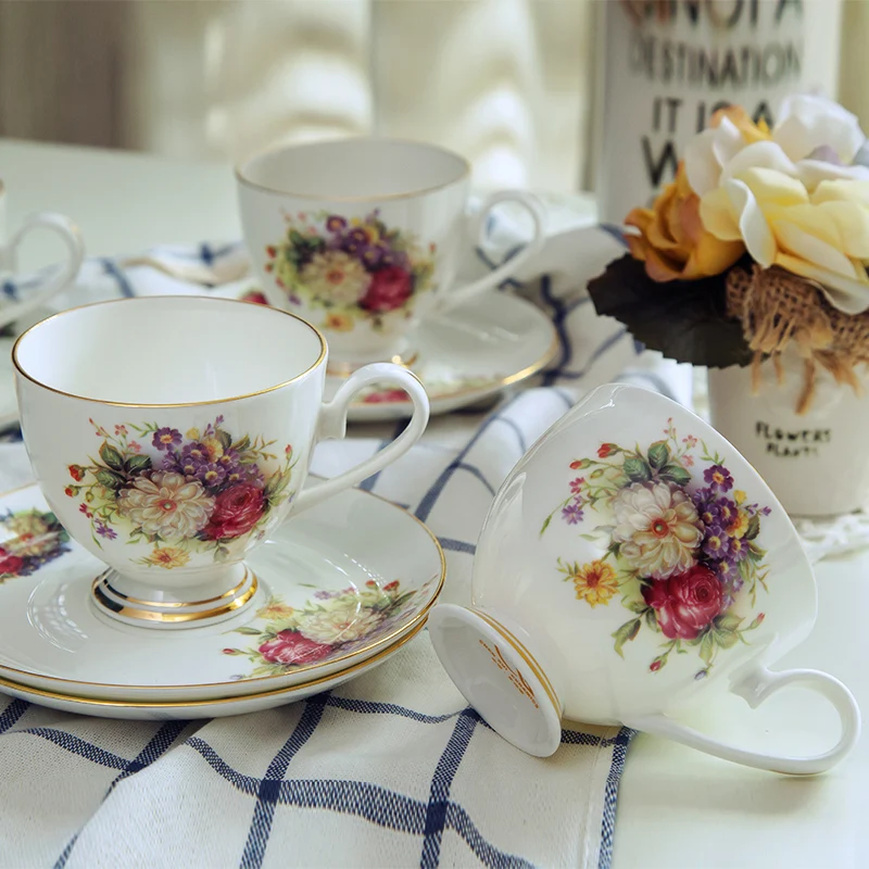 British afternoon tea set European style 15 PC  bone china ceramic wedding gift coffee cup set coffee set