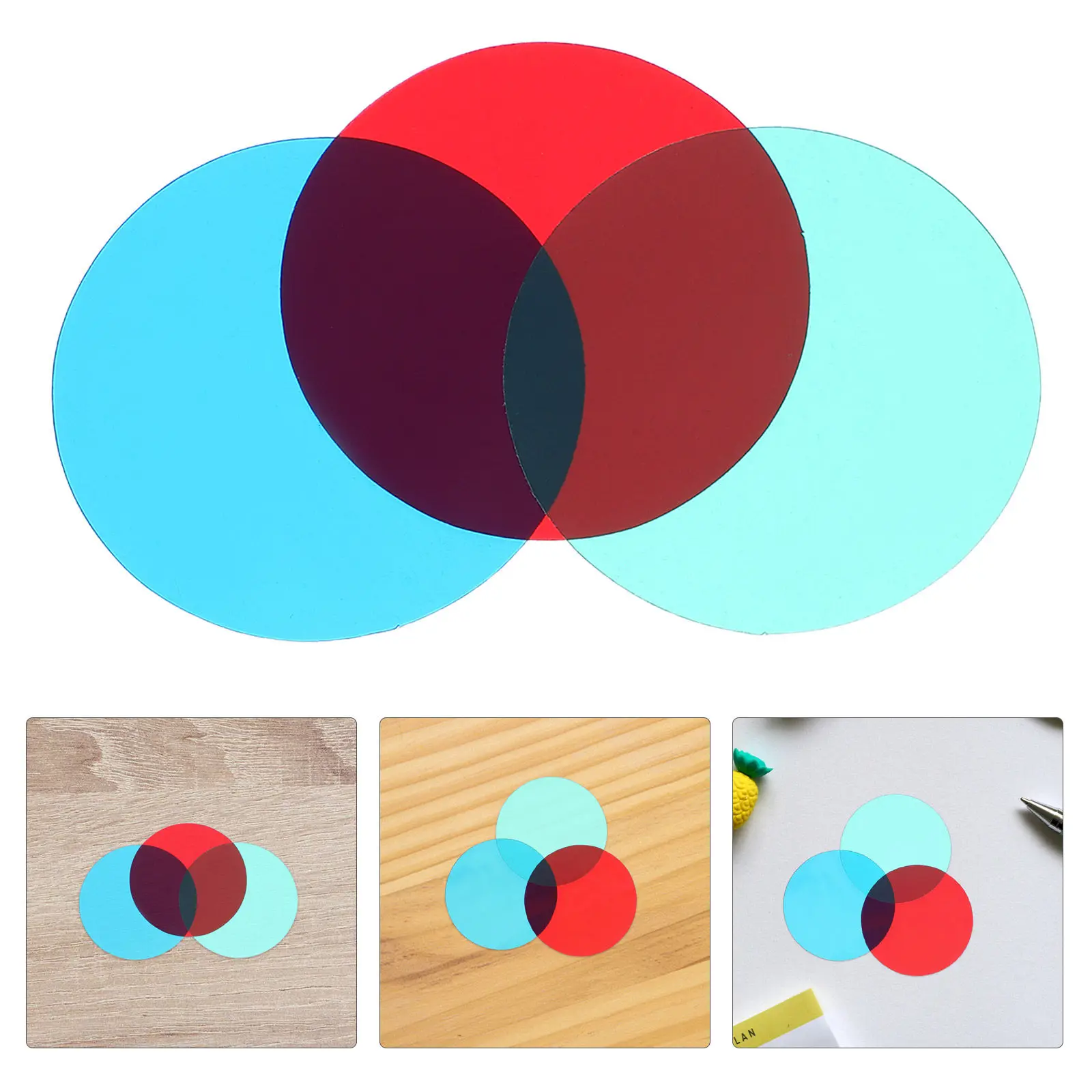 6Pcs Color Filter Sheets Tri-Primary Light Translucent Optics Physics Experiments Red Green Blue High Transparency Classroom