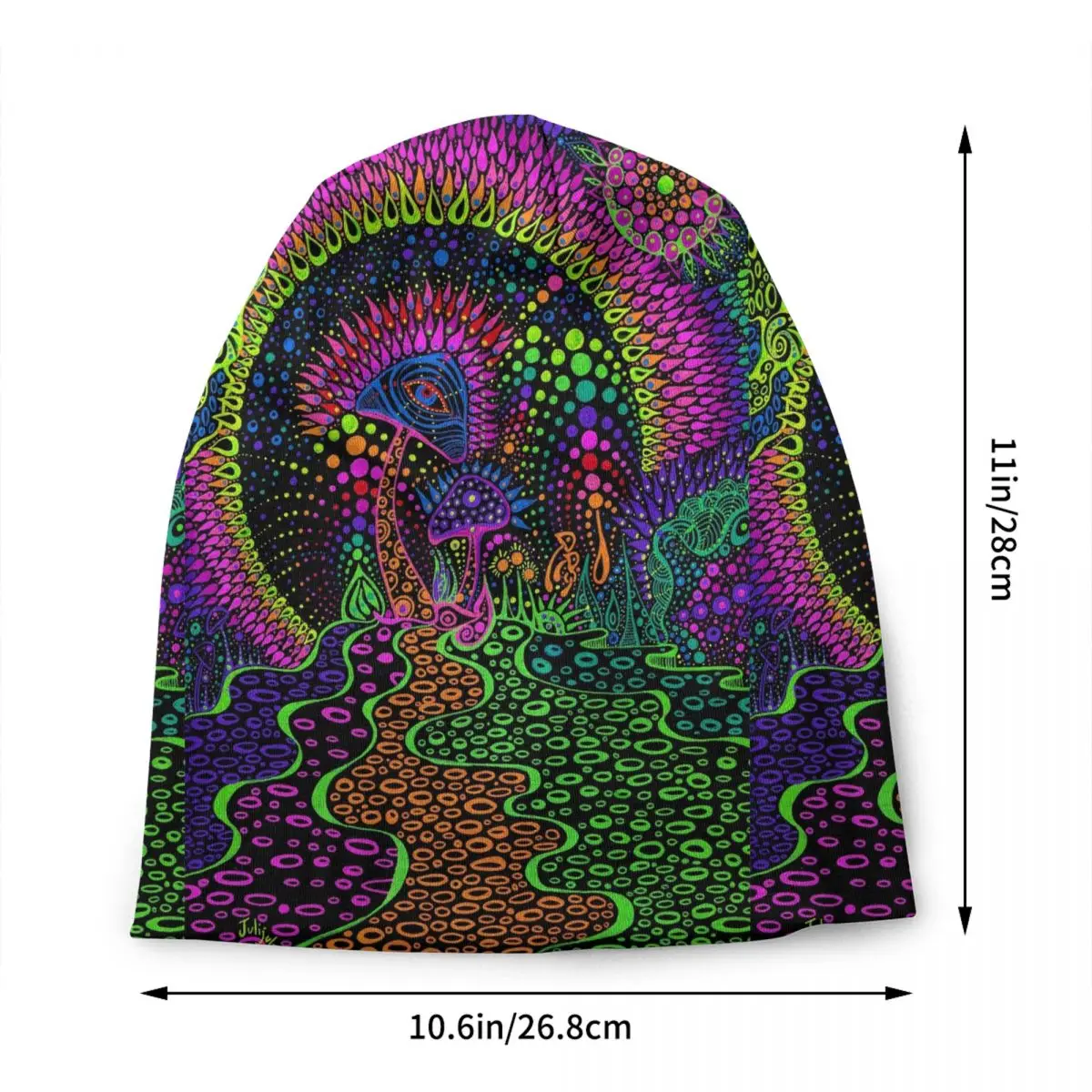Magic Mushroom Trippy Psychedelic Neon Pastel Goth Bonnet Hat Knitted Hats Women Unisex Adult Warm Winter Skullies Beanies Caps
