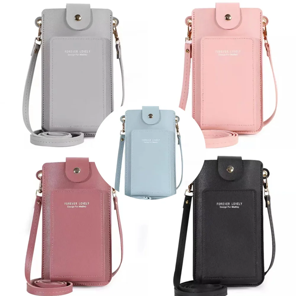 Messenger Shoulder Bags Fashion Women Bag Crossbody Pack Mini Mobile Cover Leather Clutch Cell Phone Pocket Touch Screen Handbag