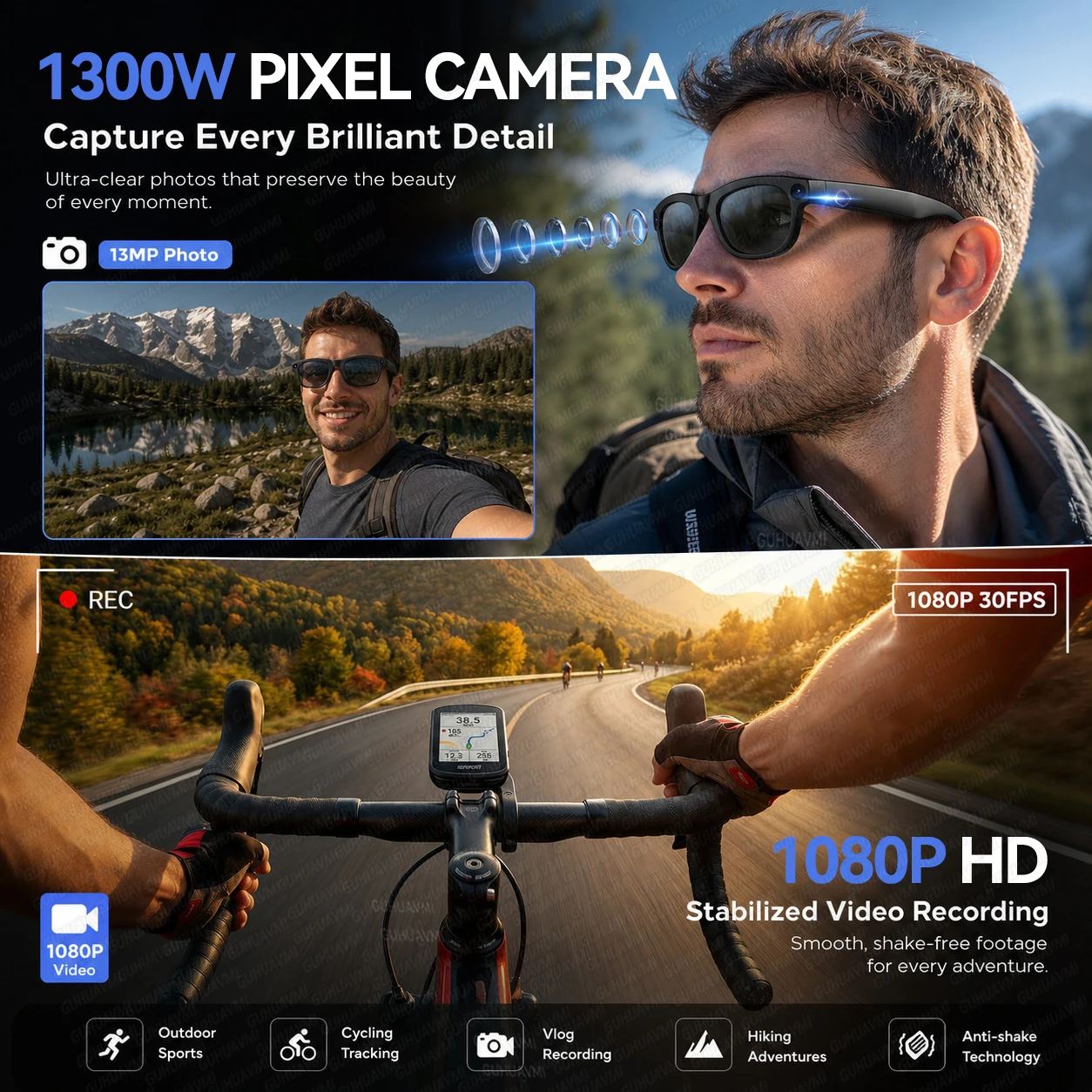 New Live Streaming Audio Call Smart Glasses Men 13MP HD Camera Photo&Video 130+Language Translation 32GB AI Chat Glasses Women