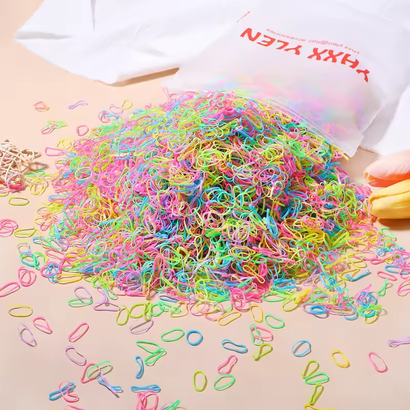 500/1000 Baby Girls Colourful Disposable Rubber Band Hair Ties Headband Toddler Ponytail Holder Bands  Babe Hair Accessories - Image 20