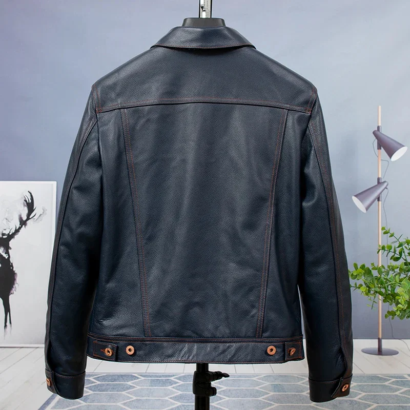 Shop top.2025 fashion wholesales quality cowhide jacket.Men plus size rider slim genine leather coat.sales cloth.