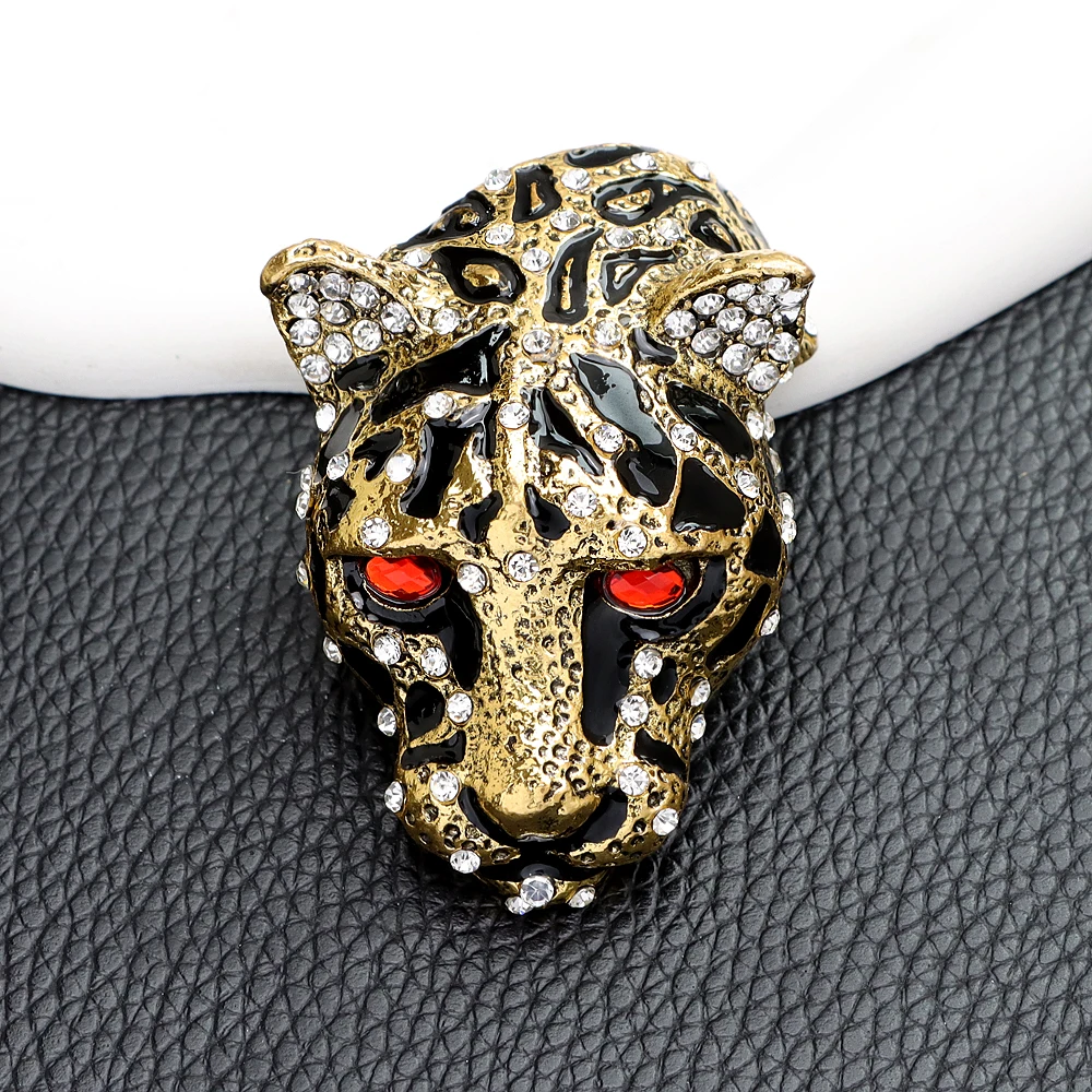 CINDY XIANG Very Large Tiger Leopard Head Brooch Beautiful Animal Pin Unisex Women And Men Fashion Jewelry