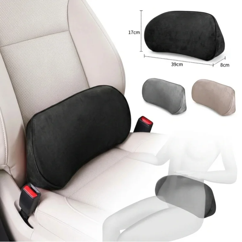Ergonomisches Auto-Lendenkissen aus Memory-Schaum, Wildleder-Taillen- und Rückenkissen für den Autositz, zur Linderung von Rückenschmerzen beim Fahren und Reisen, Auto-Innenausstattung