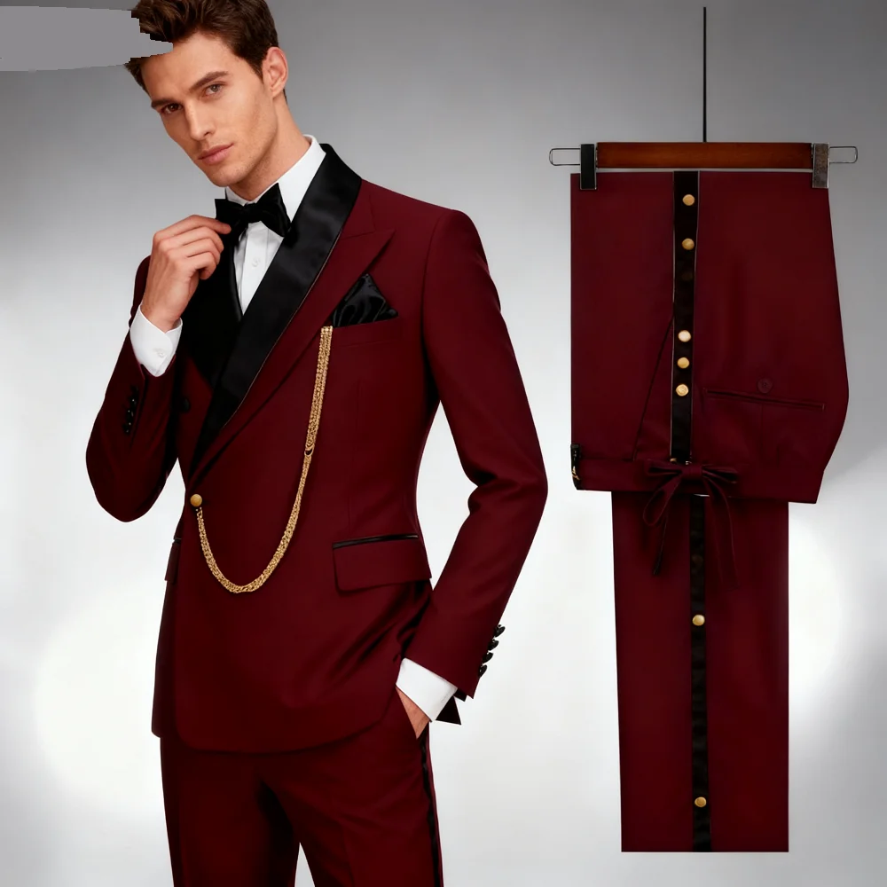 

Slim Fit Monochromatic Terno De Trespassado for Men Jacket And Pants Wedding Groomsmen Formal Ternos Dinner Smalking Suit