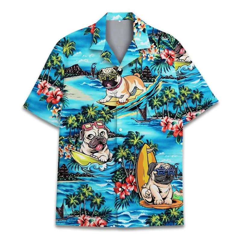 

Funny Bulldog Shirt for Men 3D Printed Oversized Hawaiian Shirts Summer Tops Aloha Shirt Casual Lapel Street Kids Short Sleeve
