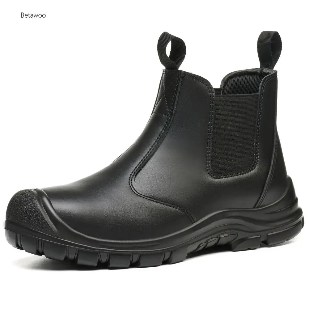Herren Minimalistische Stahlkappen-Chelsea-Sicherheitsstiefel Vielseitige Outdoor-Industrie-Alltagsschuhe
