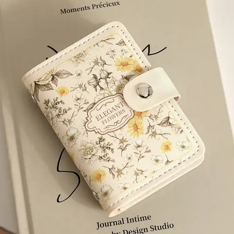 꽃 유화 카드 가방 복고풍 스타일 대용량 카드 가방