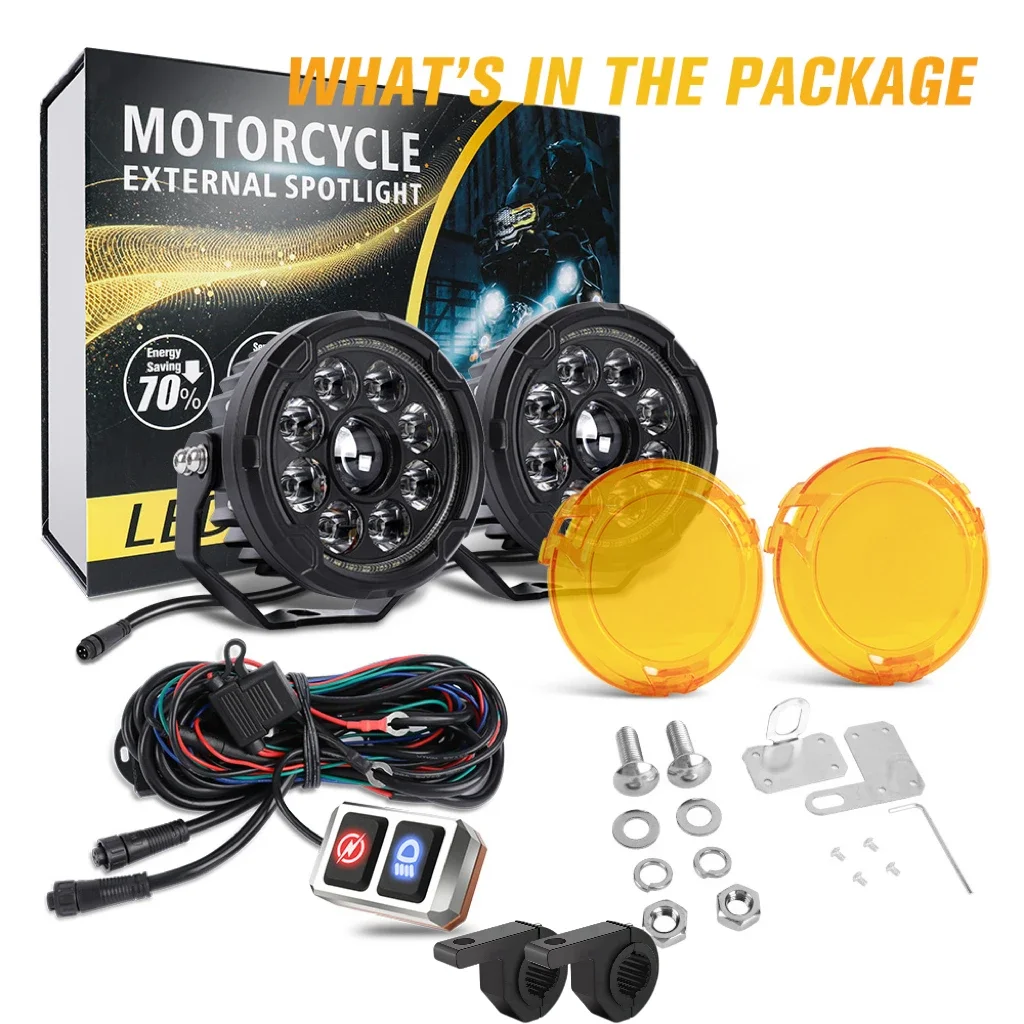 

HAOLIDE Motorcycle Auxiliary Lights 4.5 inch LED Fog Lights Spot+Flood White Driving Light for Adventure Touring off-road use