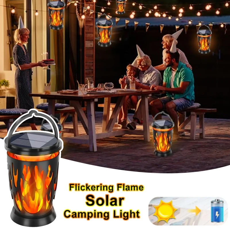 

Solar Lights Outdoor LED Lantern Solar Flickering Flame Landscape Lamps IP65 Waterproof Camping Light for Courtyard Garden Decor