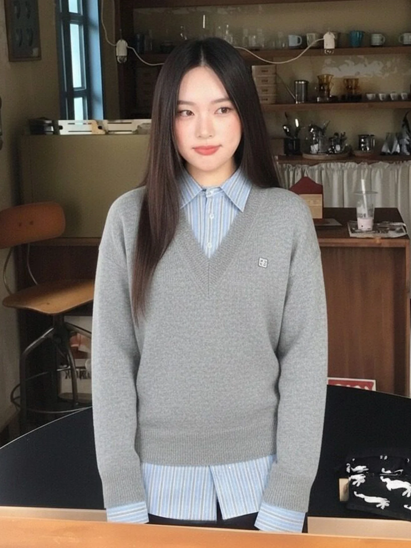 

Casual Loose Women's Long Sve irt Autumn Winter Stripe Patchwork Outerwear Breathable Comfortable Knitted Top for Couples