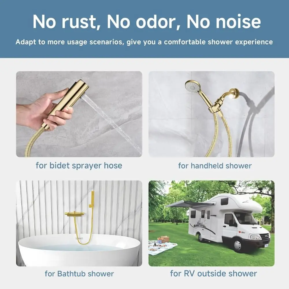 1.5/2m Stainless Steel Shower Hose High Pressure Replacement Spray Encryption Pipe Titanium Gold Universal