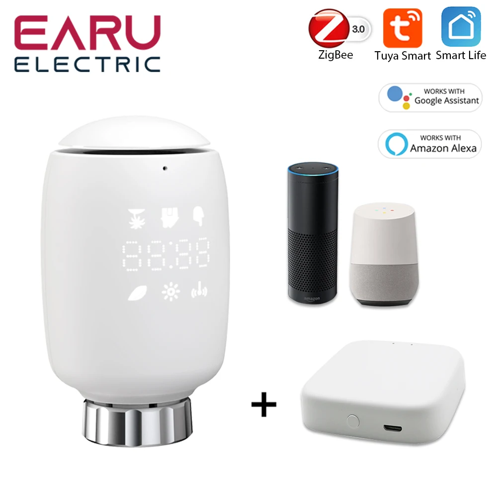 Tuya Smart ZigBee Radiator Actuator TRV Programmable Thermostatic Radiator Valve App Remote Temperature Controller Support Alexa