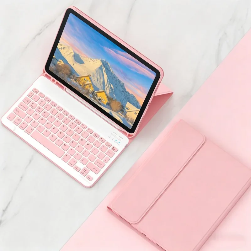Funda para iPad Mini 7 con teclado, cubierta de silicona PU con teclado desmontable para iPad Mini 7 de 6ª generación, teclado