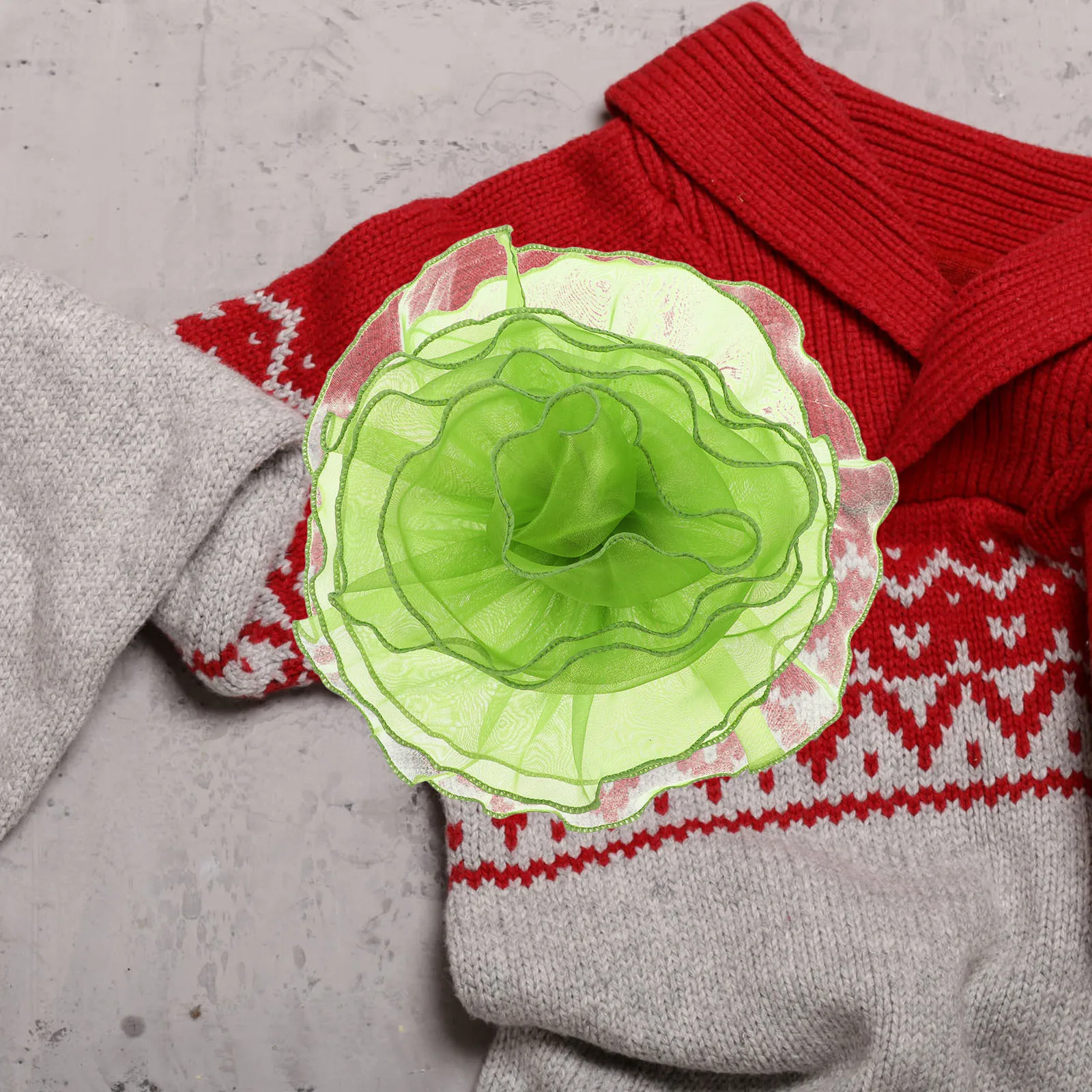 اضافية كبيرة الأخضر الأورجانزا النسيج زهرة بروش دبوس كبير الأزهار التلبيب دبابيس الزفاف الرقص اكسسوارات الحفلات زهرة كبيرة بروش دبوس