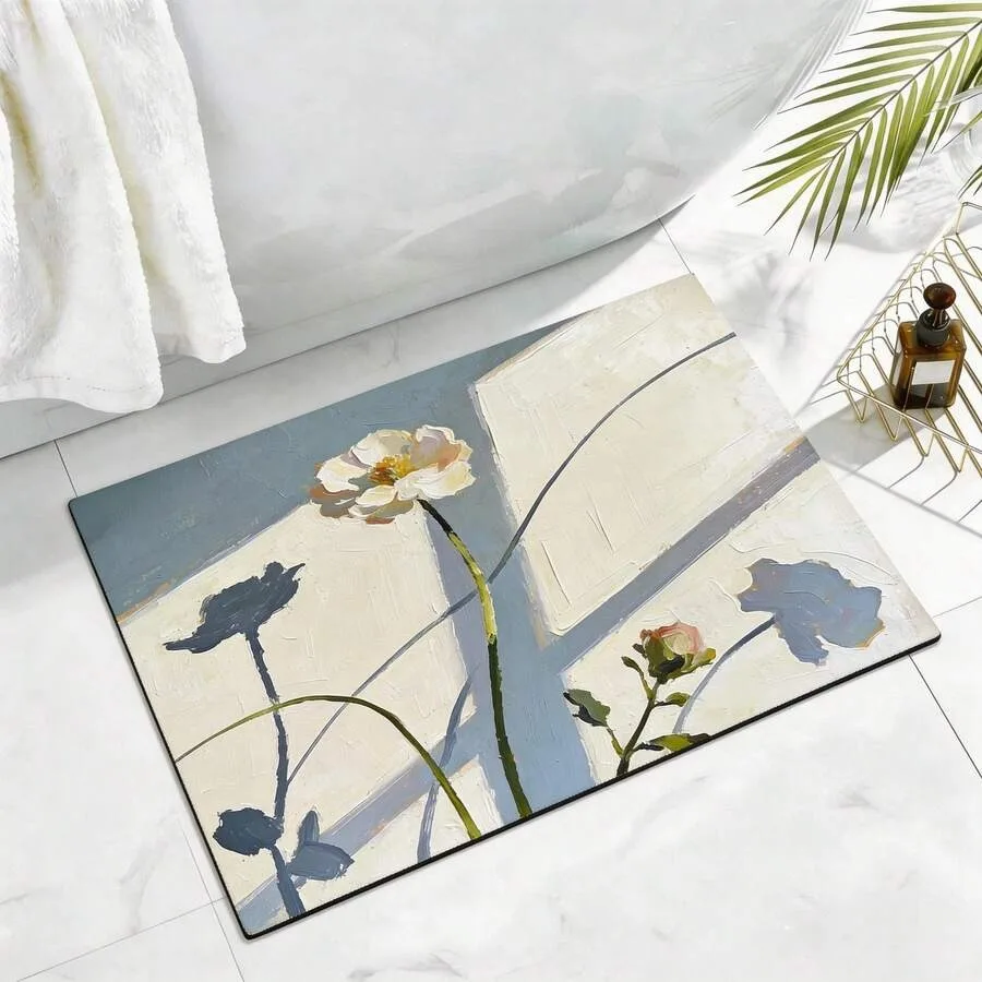 

Non Slip Bath Mat 16x24 Inches, Ultra Thin Soft Absorbent Bathroom Rugs, Machine Washable Floor Mat For Shower, Kitchen, Laundr