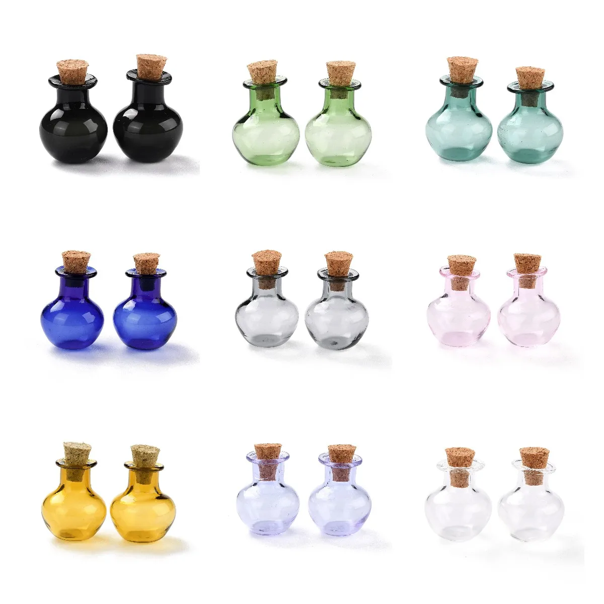 

10pcs Empty Glass Wishing Bottles Round Glass Cork Bottles Ornament DIY Vials for Jewelry Pendant Decorations Findings