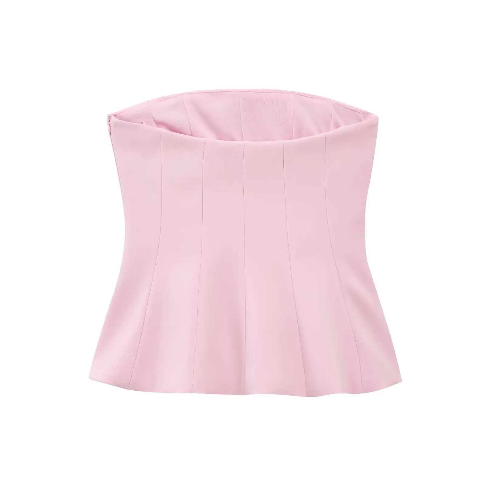 2025 봄 새로운 솔리드 Strapless 탑 여성 Ruched 짧은 탑 여성 섹시한 백 레스 코르셋 탑 귀여운 우아한 여성 파티 탑스