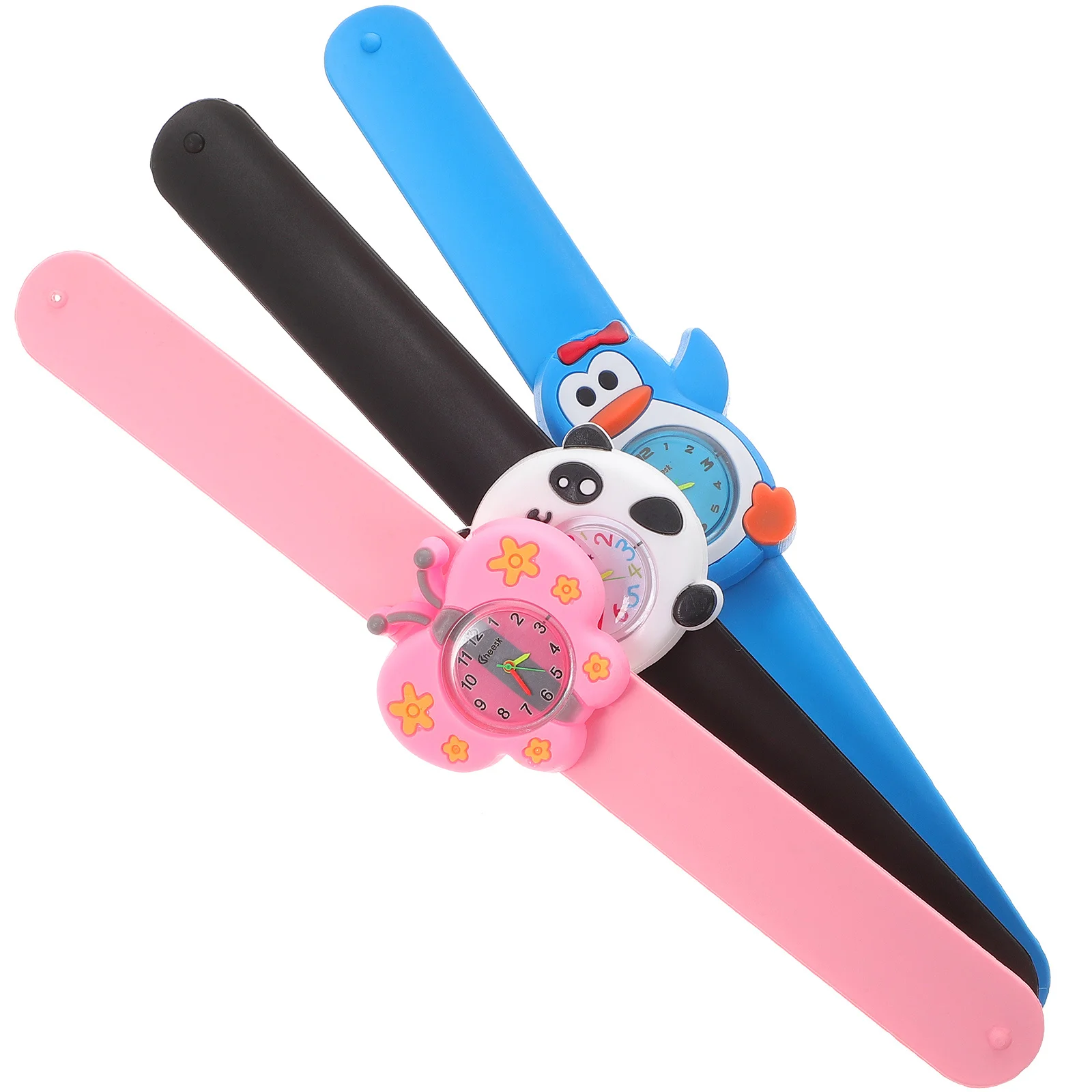 3Pcs Silicone Watch Cartoon Pattern Watches Clear Numbers Learning Time Gift for Students Watch