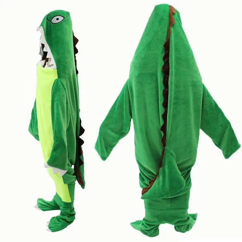 Kids Wearable Blanket Wearable Hoodie Flannel Dinosaur Blanket Sleeping Bag Super Soft Onesie Warm Animal Blanket For Gatherings