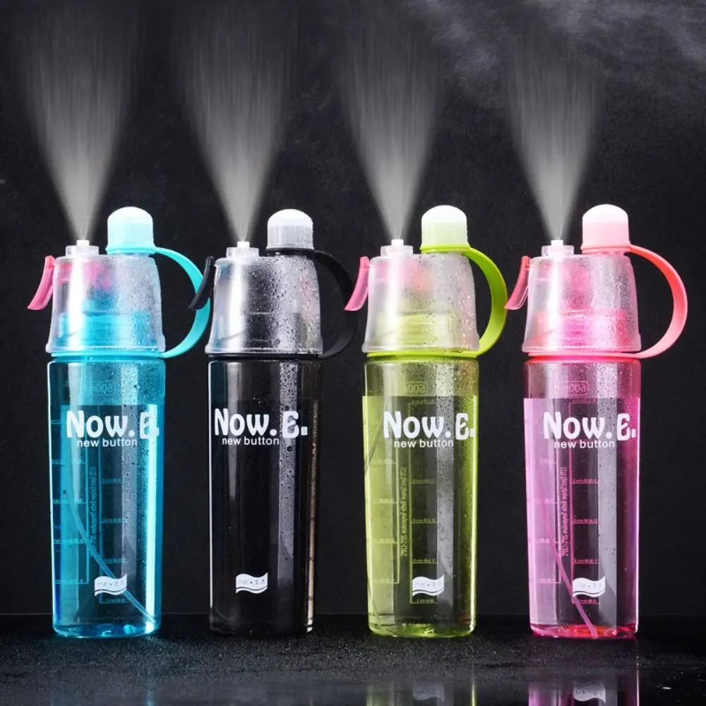 Creative With Straw Water Bottle Spray Leak Proof Drink Spray Cup Plastic 600ML Spray Water Bottle Cycling