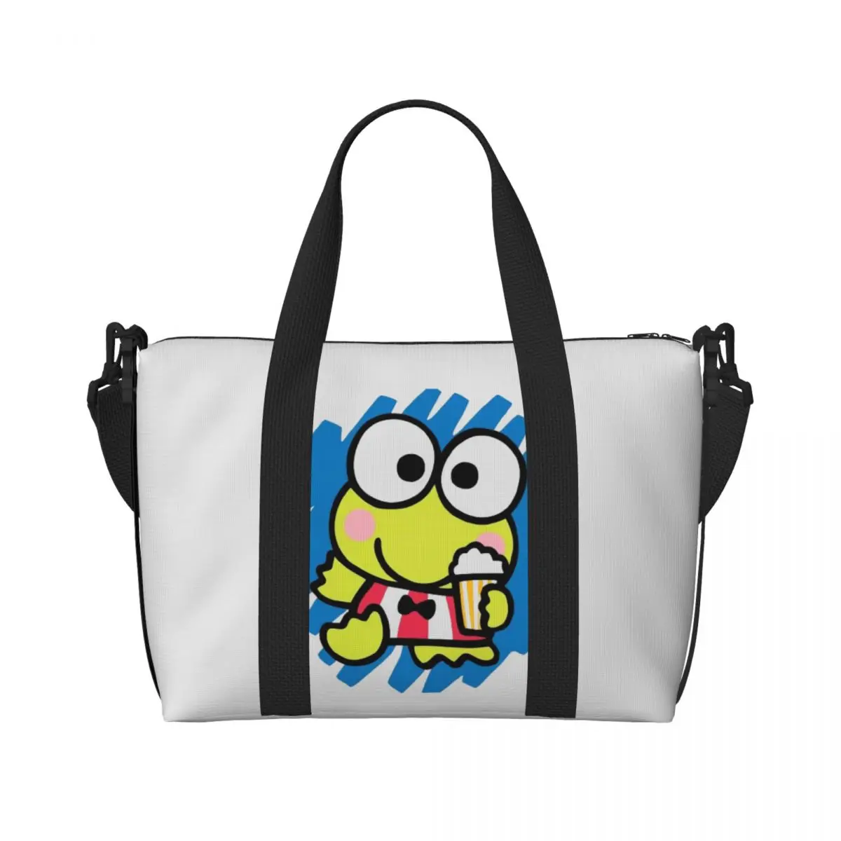 

Custom Large Keroppi Tote Bag Women Cute Frog Anime Shopper Shoulder Beach Gym Travel Bag