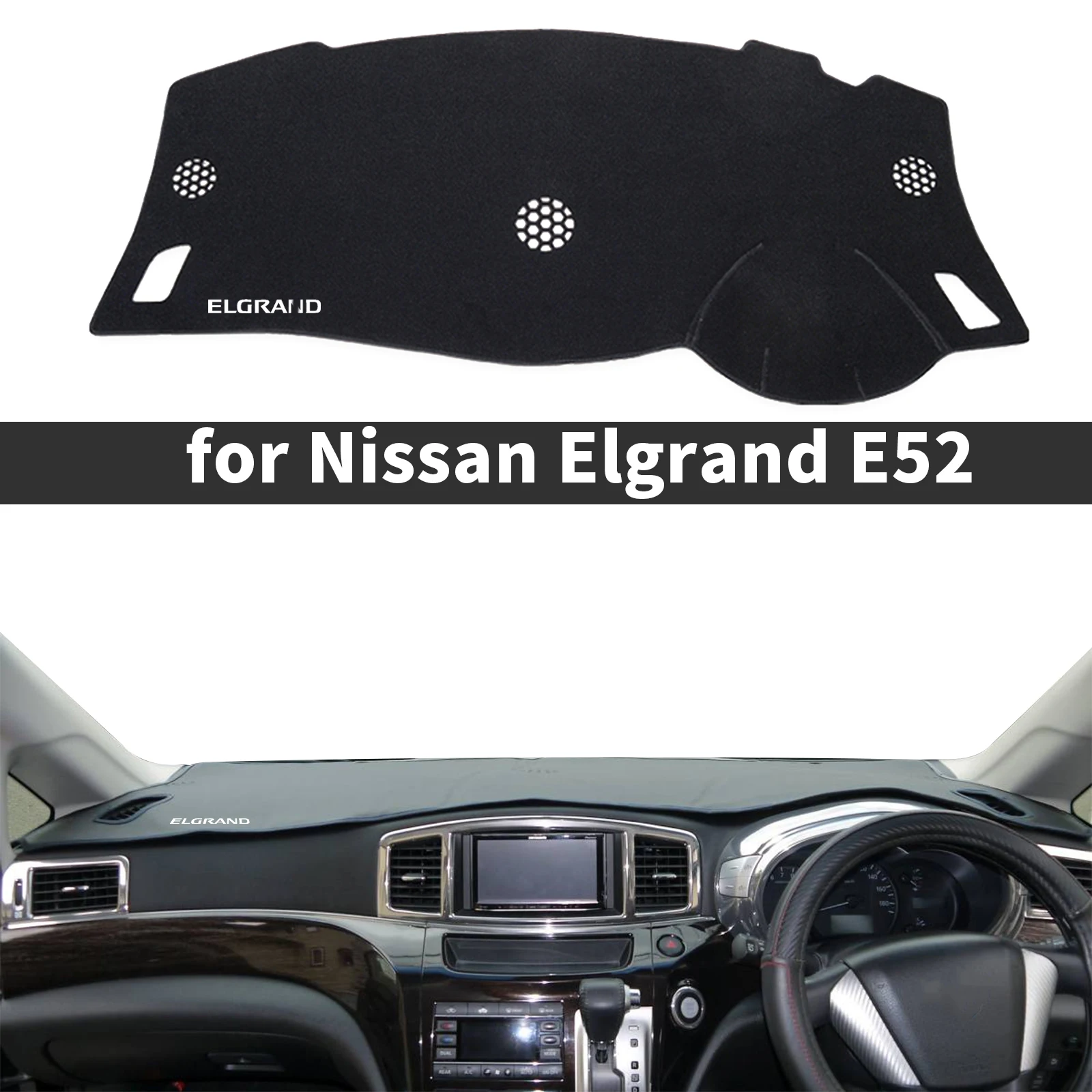 

fit for Nissan Elgrand E52 white logo RHD Car Accessories Dashmat DashMat Sunshade Dashboard Cover Pad Protective Carpet