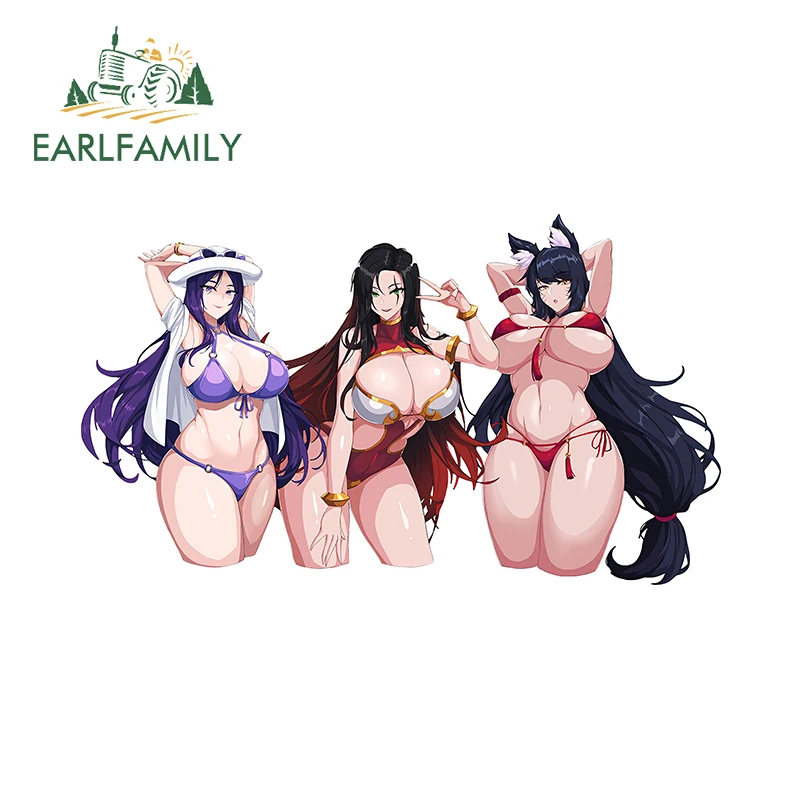 EARLFAMILY 13cm X 7.5cm for Ahri Caitlyn  Katarina Pool Party Sexy Lol Waifu Car Stickers Personality Graffiti Decals Car Label