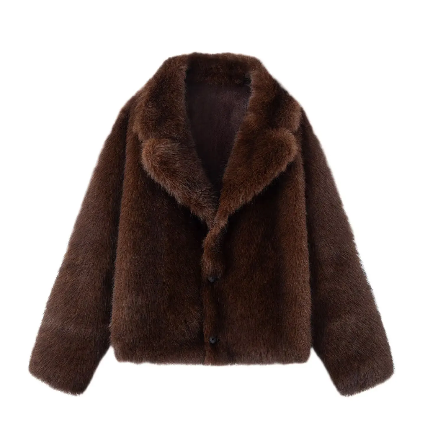 KIDCRKJ Reversible Damen-Frühlingsjacke aus Wildleder mit Reverskragen, einreihig, dicke Oberbekleidung, Retro-Braun, winddichte Damenjacke