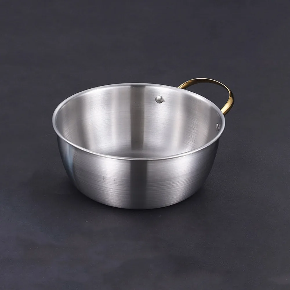 

Multi-purpose Heat-resistant Korean Ramen Pot Stainless Steel Thickened Mixing Pot Single Handle Fruit Salad Bowls Cold Dish