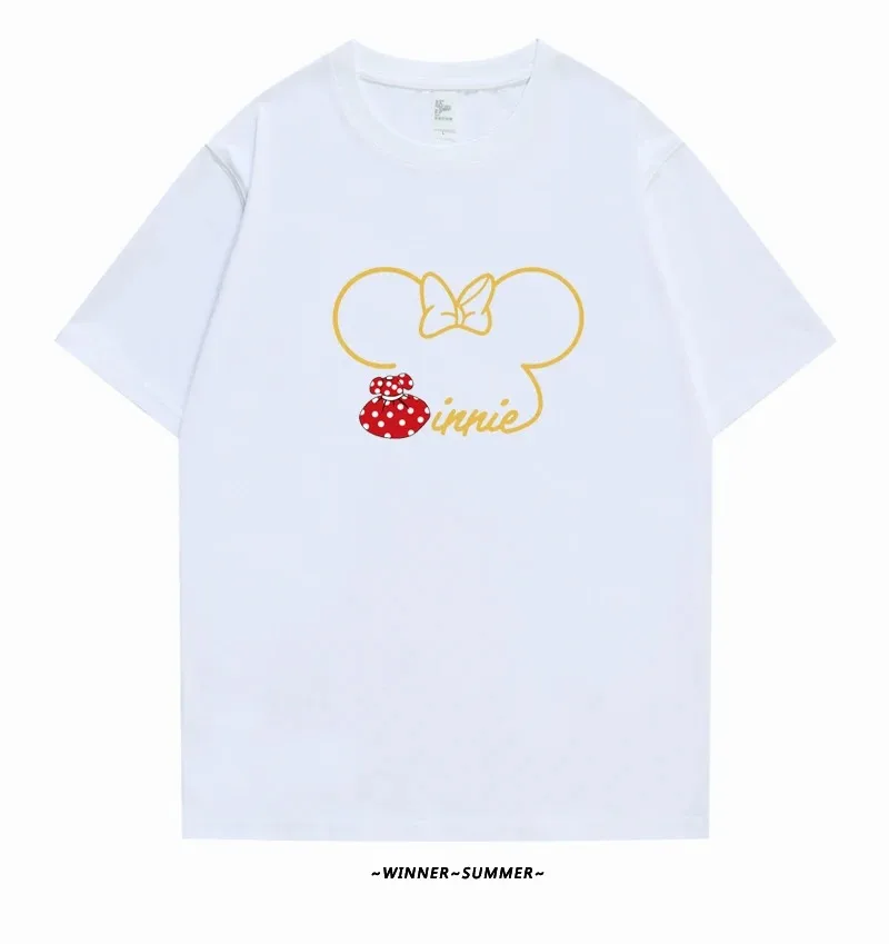 

Disney Co-Mickey Minnie Couple Short Sleeve T-shirt Men And Women Cartoon American Cotton Custom Half Short-sleeved T-shirts