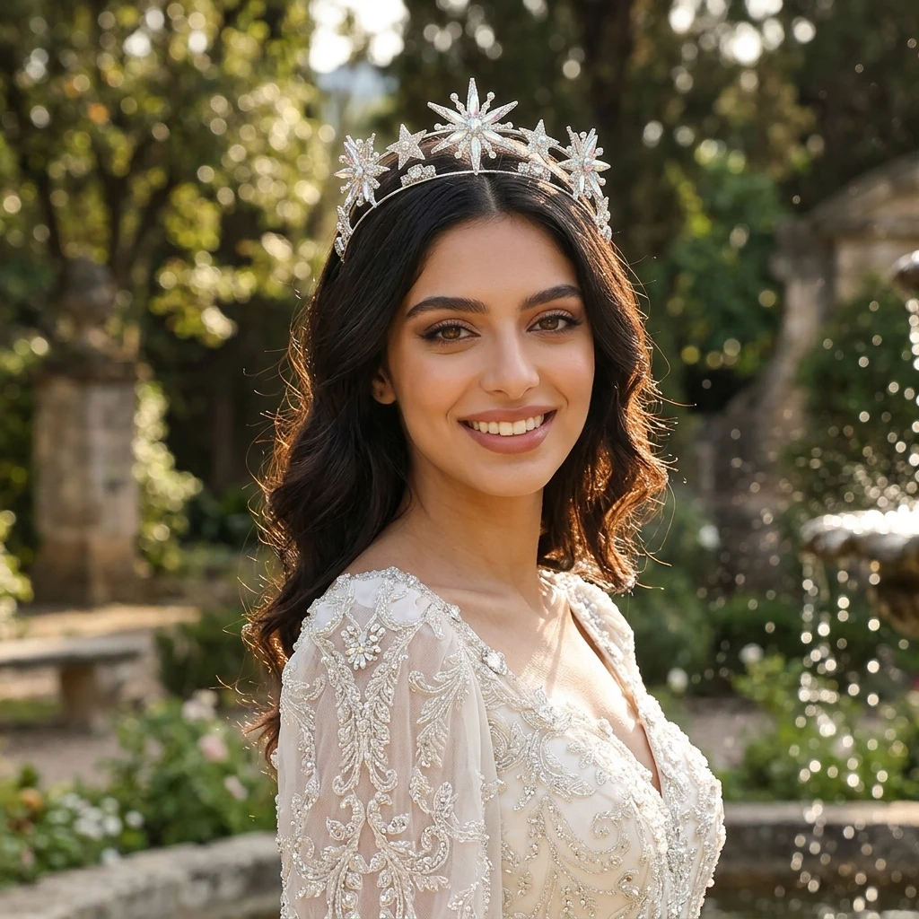 Bridal Tiara Sparkling Double Layer Star Crown Hairband for Wedding Photography Party Proms Elegant Crystal Headpiece Jewelry view 6