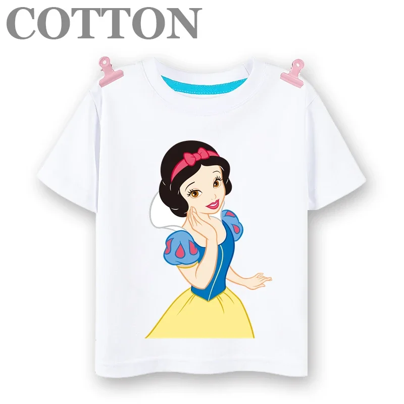 Face supporting Snow White cartoon fashion summer children\'s multi-color cartoon T-shirt round neck short sleeve Disney print