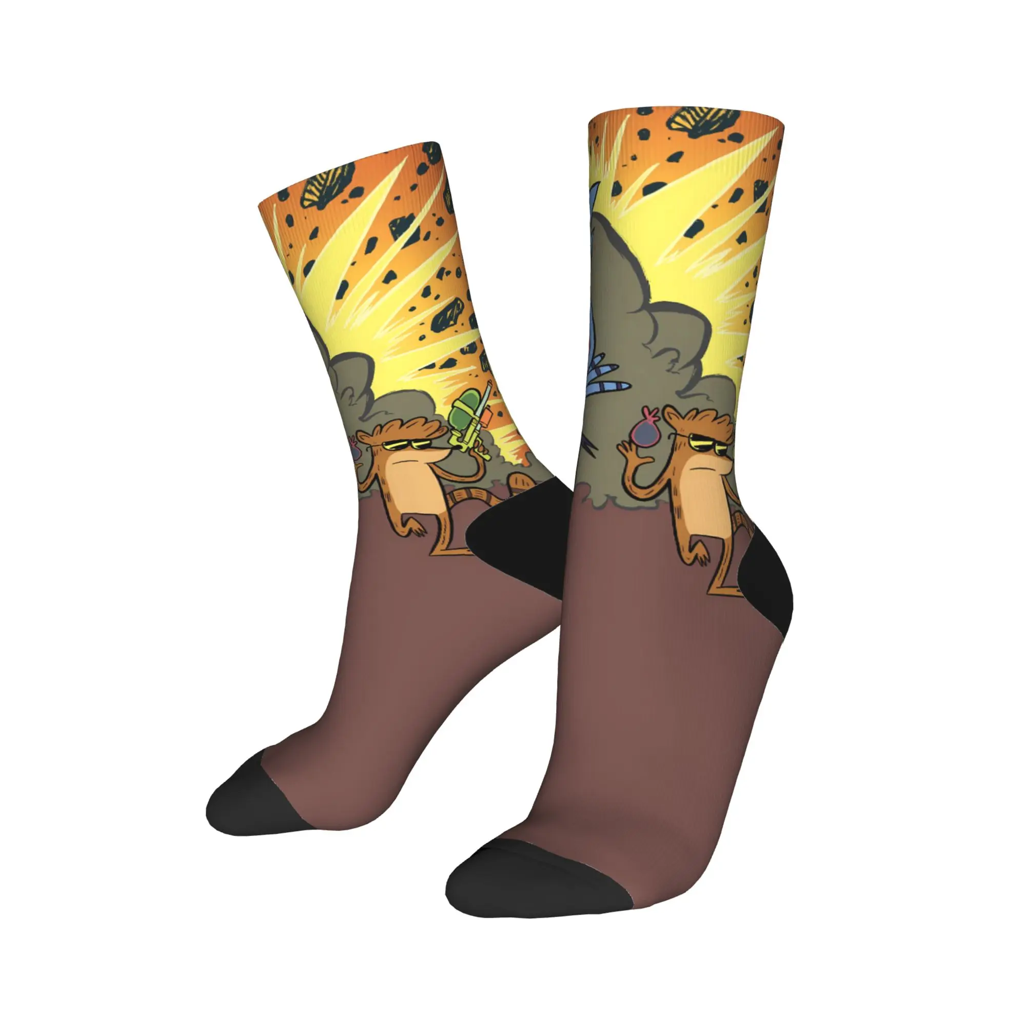 Mordecai and Rigby Stockings Cartoon Character Modern Socks Unisex Men Soft Breathable Socks Winter Sports Anti Skid Socks