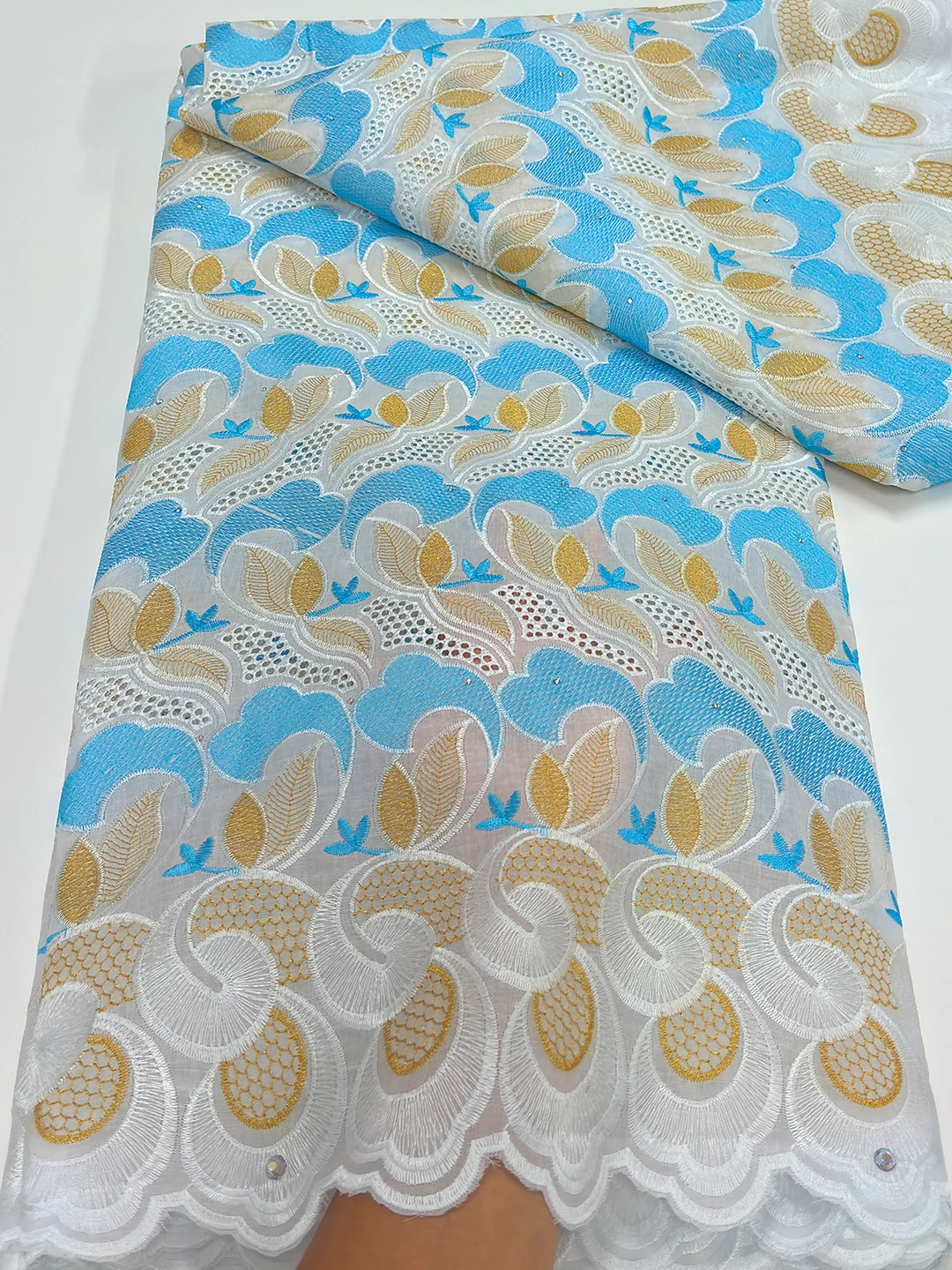 

Новинка 2024, нигерийская хлопковая кружевная ткань высокого качества, африканская вуаль Дубая, вышивка, кружевная ткань для женщин, вечернее женское платье