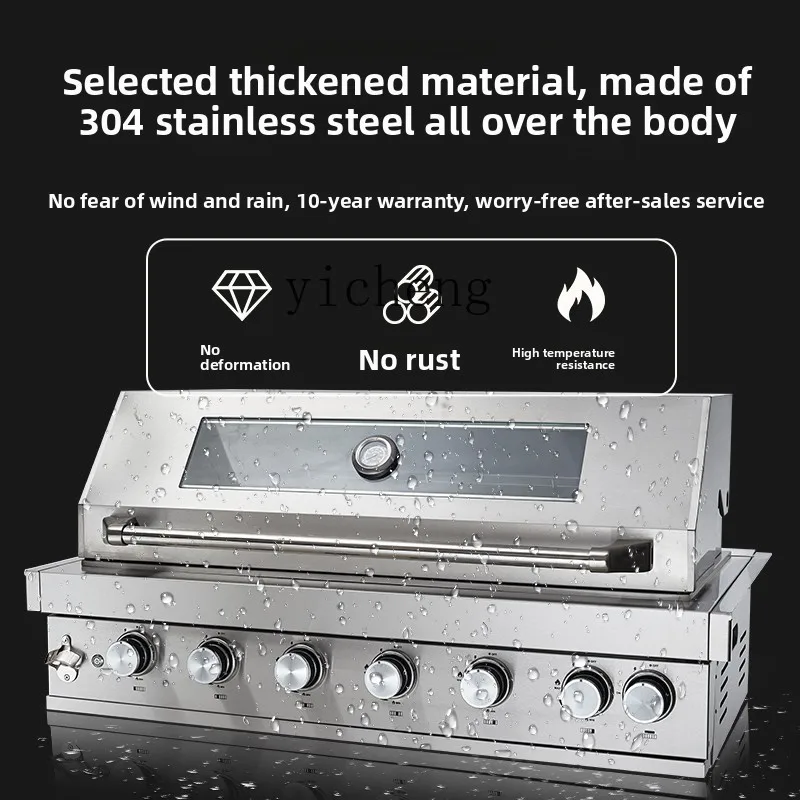 

TQH Built-in BBQ Grill Villa Patio Charcoal Braise Grill Outdoor Kitchen BBQ Grill