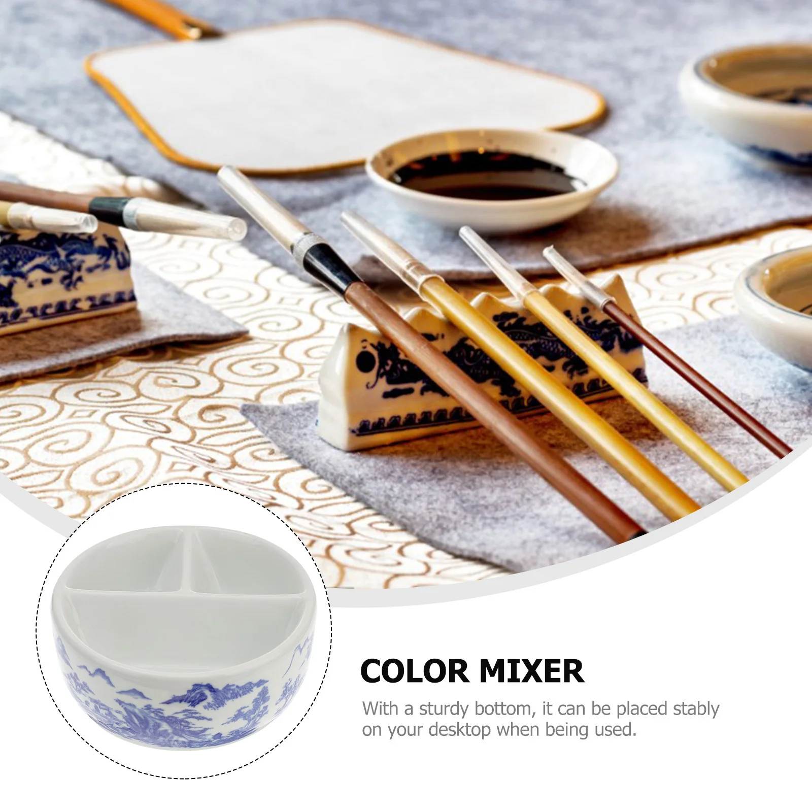 1Pcs Ceramic Mixing Palette with Flower Pattern Smooth Surface Easy Clean for Watercolor Acrylic Oil Painting Color Mixer Tool