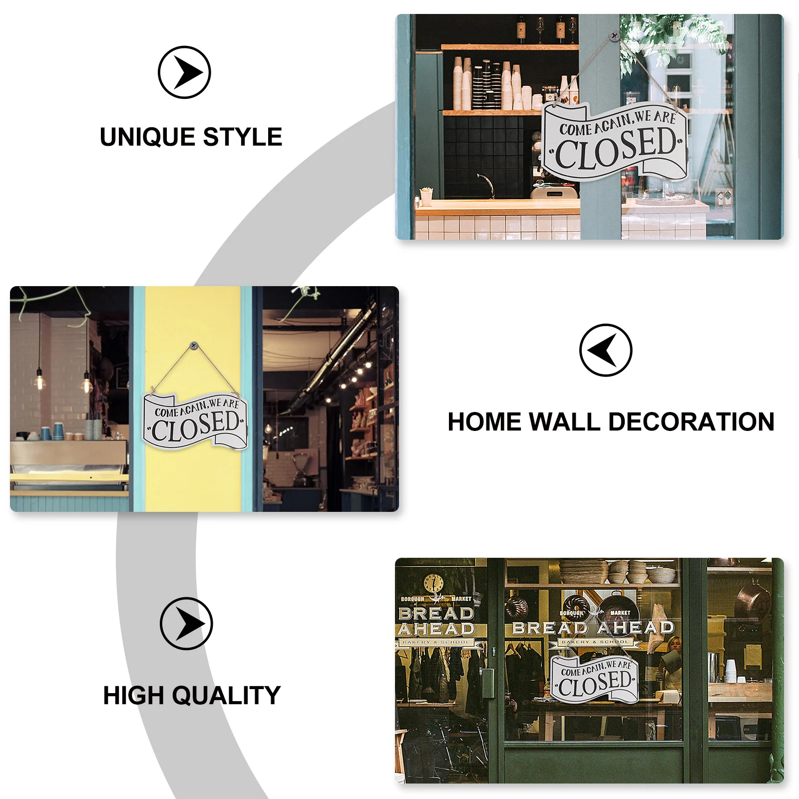 

1Pcs Coffee Shop Door Sign Vintage Style Double Sided Wooden Open Close Hanging Welcome Plaque Home Ornament Wood Open Sign